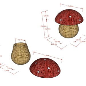 Rattan - Mushroom Mini Basket 12 5 aksesoris jamur mini basket