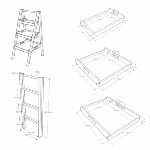 Wood - Ladder 3 Shelf Natural 6 Detail Ladder 3 Shellf Uwitan