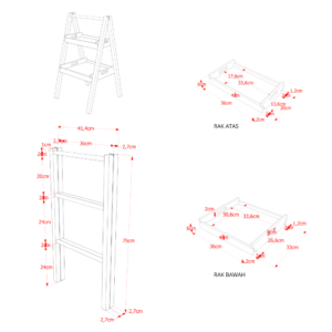 Wood - Ladder Shelf Natural White 7 ladder indonesia king 1